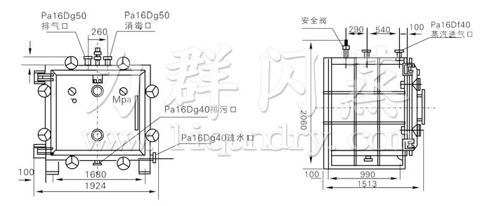 方形靜態真空幹燥（zào）機結構示意圖